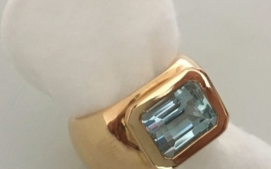 18 kt. Yellow gold - Ring - 5.00 ct aquamarine