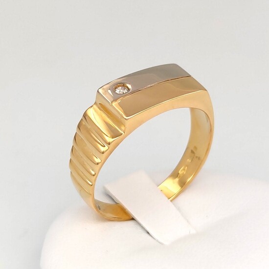 18 kt.White gold, Yellow gold - Ring - 0.03 ct Diamond