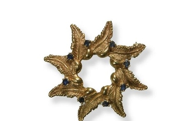 18K Gold Brooch with Sapphires