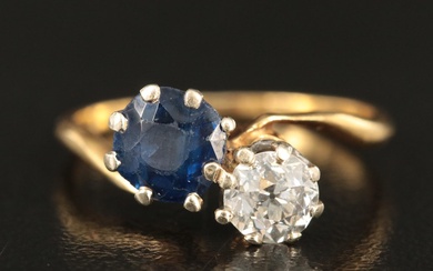18K Sapphire and Diamond Toi et Moi Ring
