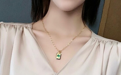18K White Gold 1.135 ct Emerald & Diamond Necklace