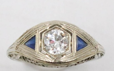 18K White Gold Filigree Diamond Ring