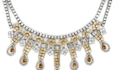 18K Yellow & White Gold 18.82 Ct. Fancy Yellow Diamond Necklace