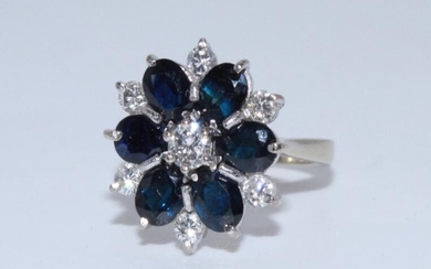 18ct White Gold 1.5ct Sapphire & 0.5ct Diamond Ring...