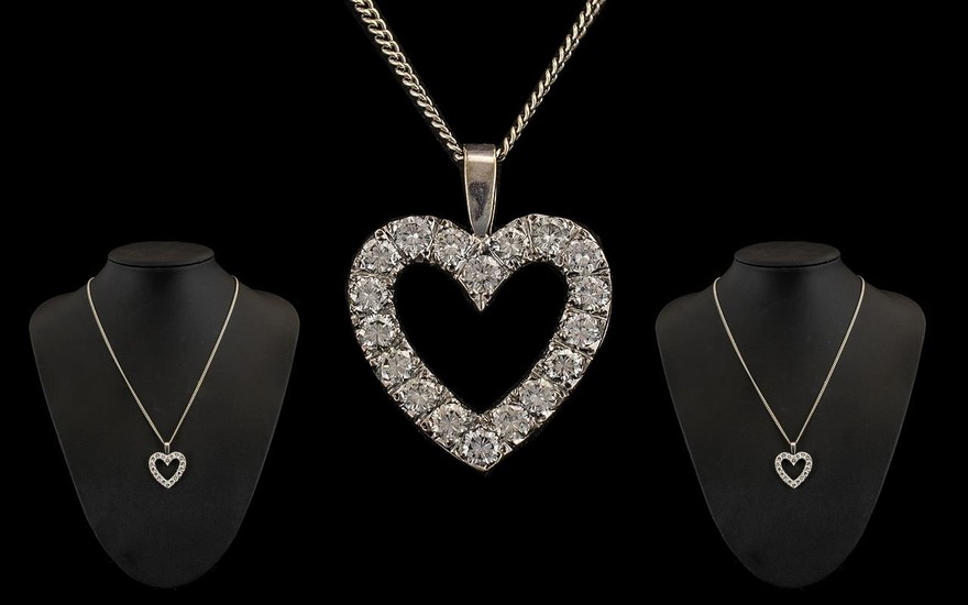18ct White Gold Impressive Diamond Set Heart Shaped Pendant ...
