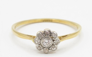 18ct gold early 20th century old cut diamond daisy cluster r...