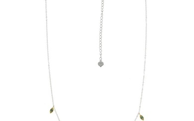 18ct gold emerald & diamond fringe necklace