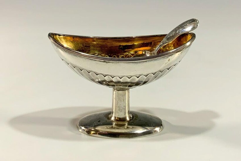 18th Century Sterling Tea Caddy Spoon, Parcel Gilt Salt