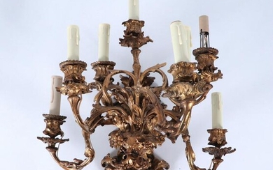 19TH C. LOUIS XIV STYLE GILT BRONZE WALL SCONCE