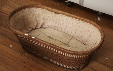 19TH CENTURY FRENCH BABY'S HAND WOVEN COT, C.1890'S, 34 X 94 X 48CM, LEONARD JOEL LOCAL DELIVERY SIZE: SMALL