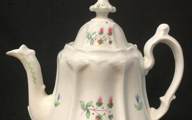 19th C English Floral Porcelain Teapot