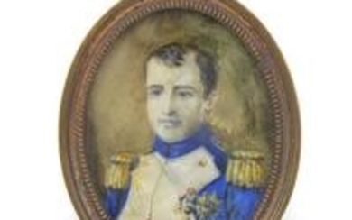 19th century oval hand painted portrait miniature of