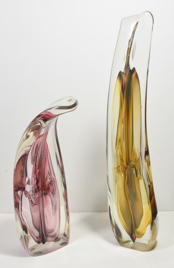 (2) Paul Manners Studio Art Glass Sculptures