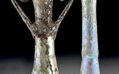 2 Roman Glass Vessels - Vial & Unguentarium