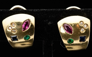 22K Gold & Semi-Precious Stone Earrings