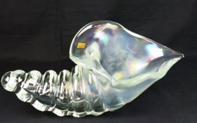 Licio Zanetti - Large iridescent glass shell - Murano Glass