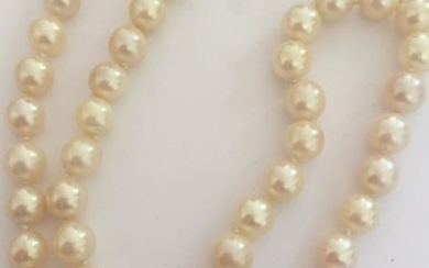 18 kt. Akoya pearl, White gold, 8 mm - Necklace akoya pearl - Diamonds