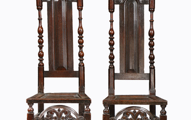 3284843. A PAIR OF WILLIAM & MARY OAK HIGH-BACK SIDE CHAIRS, NORTH COUNTRY, CIRCA 1690.