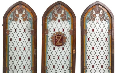 (3Pc) Antique Stained Glass Church Windows