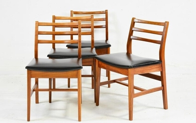 4 Mid Century Modern Chairs with Black Seats
