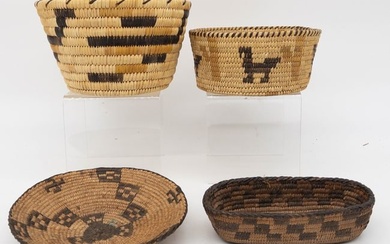 4 Native American Baskets: Papago & Pima