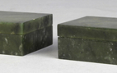 Chinese Rectangular Spinach Jade Boxes