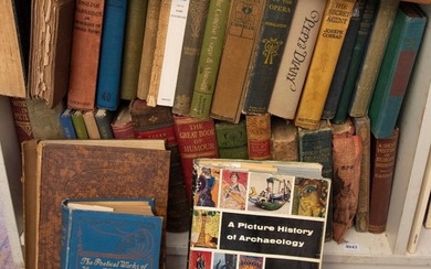 A SHELF OF VINTAGE EDITIONS, INCLUDING LEATHER BOUND