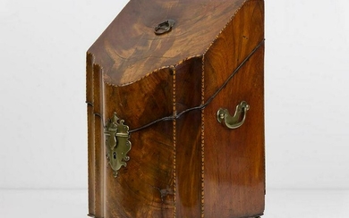 c1760 George III Mahogany Inlaid Serpentine Cutlery Box
