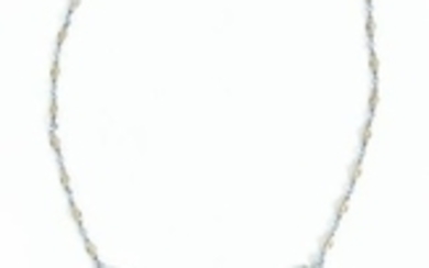 Camphor Glass Filigree Art Deco Necklace