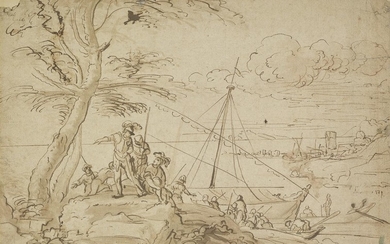 CARLO ANTONIO TAVELLA (ATTRIBUTED TO) (Milan 1668-1738 Genoa) A Maritime Scene with Sailors...