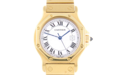 CARTIER - an 18ct yellow gold Santos Ronde bracelet watch.