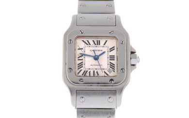 CARTIER - a lady's stainless steel Santos bracelet watch.