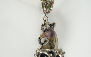 CHUNKY CARVED AMETHYST & GEMSTONE NECKLACE
