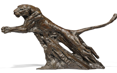 Dylan Lewis (b. 1964), Leaping leopard maquette II