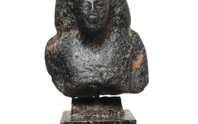 Egyptian granite head and upper torso of a man