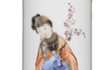 A FAMILLE ROSE CYLINDRICAL VASE, REPUBLIC PERIOD