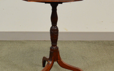 Federal Carved and Inlaid Octagonal Mahogany Tilt-top Candlestand