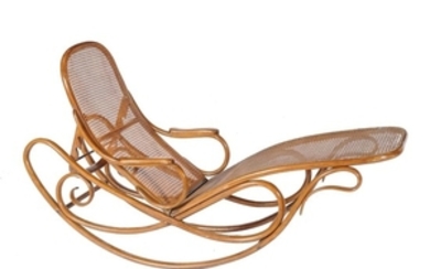 Gebruder Thonet, Schaukel sofa, no. 7500, a beech bentwood and caned rocking chaise longue