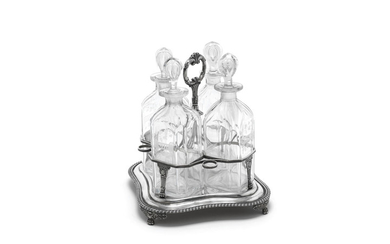 A George III silver decanter set