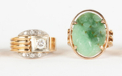 Group of Gold & Hard Stone Rings