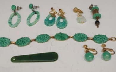 (7) Lot of Jade & GF Jewelry