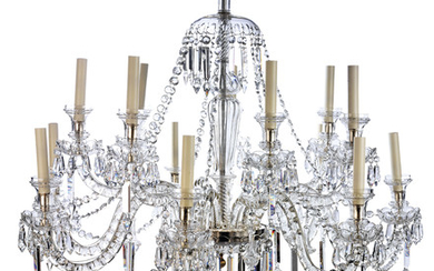 A LATE VICTORIAN CUT-CRYSTAL AND MOULDED-GLASS SIXTEEN-LIGHT CHANDELIER, CIRCA 1900 AND LATER