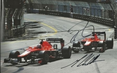 Motor Racing Jules Bianchi and Max Chilton 12x8 signed colour photo pictured driving for Marussia in formula one. Jules Lucien...