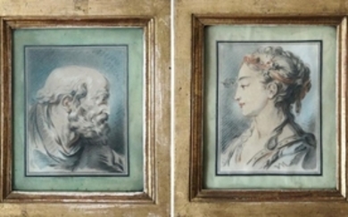 Portrait de Femme et Vieillard Deux dessins…