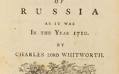 Russia.- Strawberry Hill Press.- Whitworth (Charles, Lord) An Account of Russia as it was in the Year 1710, first edition, 19th century red morocco, gilt, printed at Strawberry-Hill, 1758.