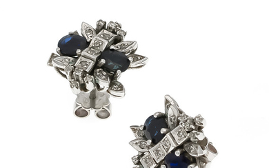 Sapphire diamond stud earrings WG 585/000 with 4 oval
