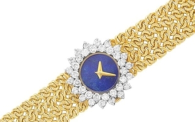 Two-Color Gold, Lapis and Diamond Wristwatch, Hammerman Brothers, Retailed by Cartier
