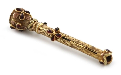 A Victorian gem set two-colour gold sliding propelling...