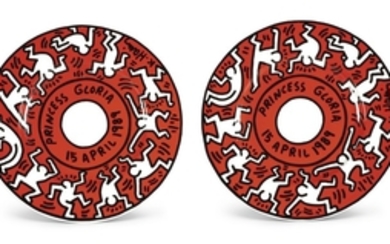 A pair of Villeroy & Boch plates, designed by Keith Haring (1958-1990), 1989