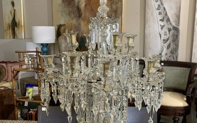 MAGNIFICENT RARE 1860'S 12 ARM CRYSTAL CHANDELIER